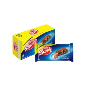 Chocolate con leche Savoy de 130 gramos, clásico venezolano con sabor cremoso y envoltorio rojo característico