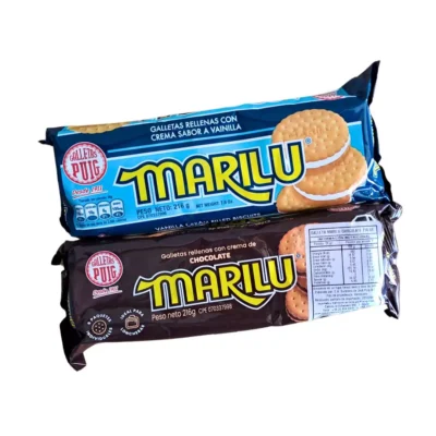Galletas Marilú Puig 216 g, importadas de Venezuela, disponibles en sabores vainilla y chocolate