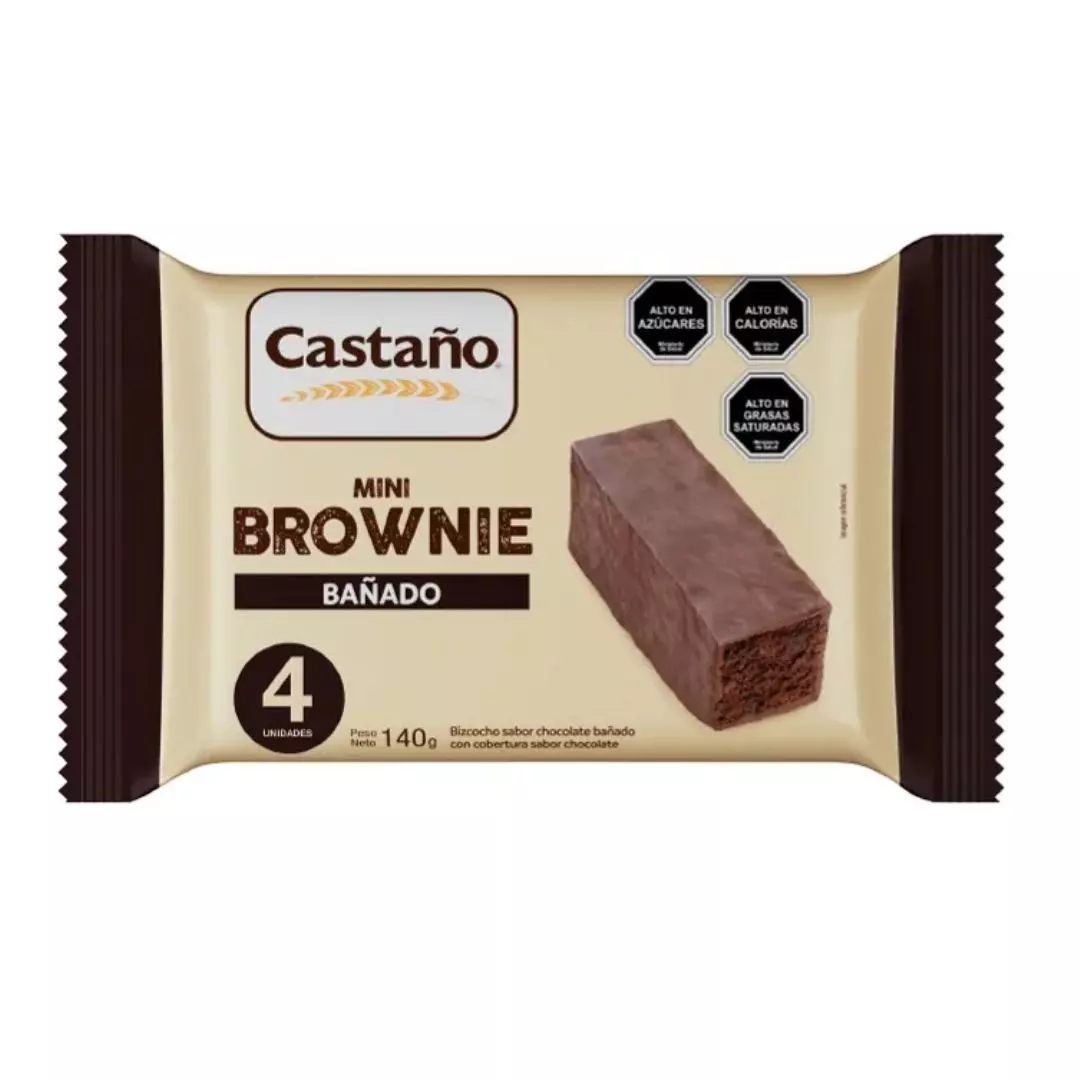Mini Brownie Castaño con cobertura de chocolate Mini Brownie Castaño con cobertura de chocolate 140g