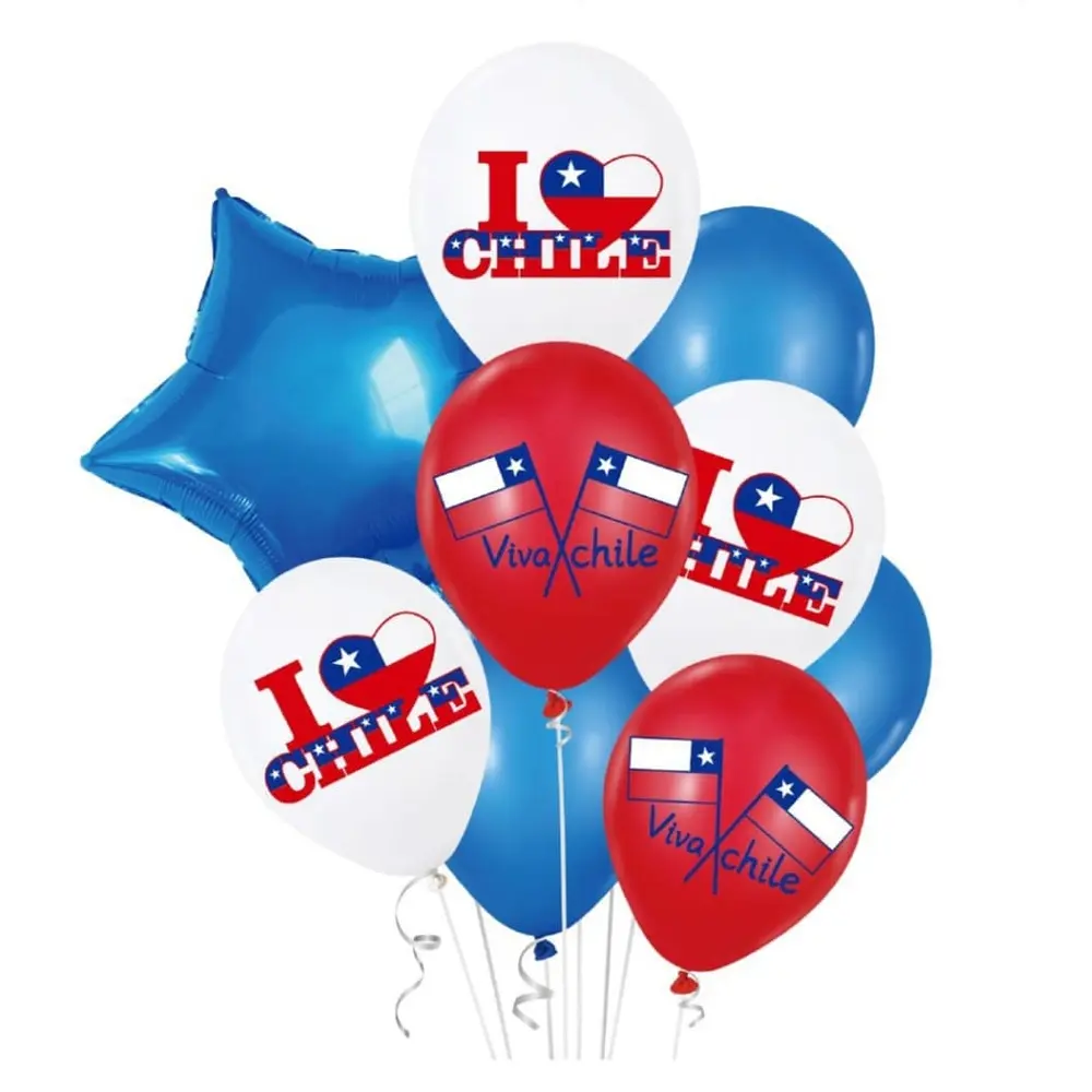 Globos "Amo a Chile" 9 piezas Set de globos Amo a Chile 9 piezas