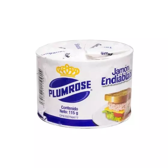 Compra Jamón Endiablado Plumrose 115 g. Ideal para arepas, panes, galletas y recetas con el clásico sabor latino. Jamón Endiablado Plumrose 115 g