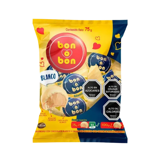 Bombones Blancos Bon o Bon 5 Unidades Bombones blancos Bon o Bon 5 unidades chocolate blanco con relleno de maní