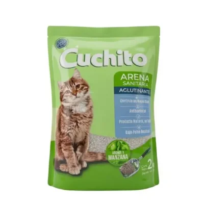 arena aglutinante Cuchito manzana 2kg para gatos