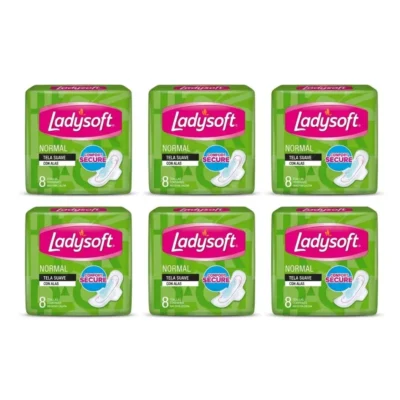 Pack 6 Ladysoft Normal Tela Suave 8 unidades